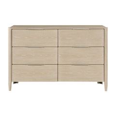 Modern Six Drawers Dresser Light Oak Finish Bedroom Furniture 1pc Storage Cabinet