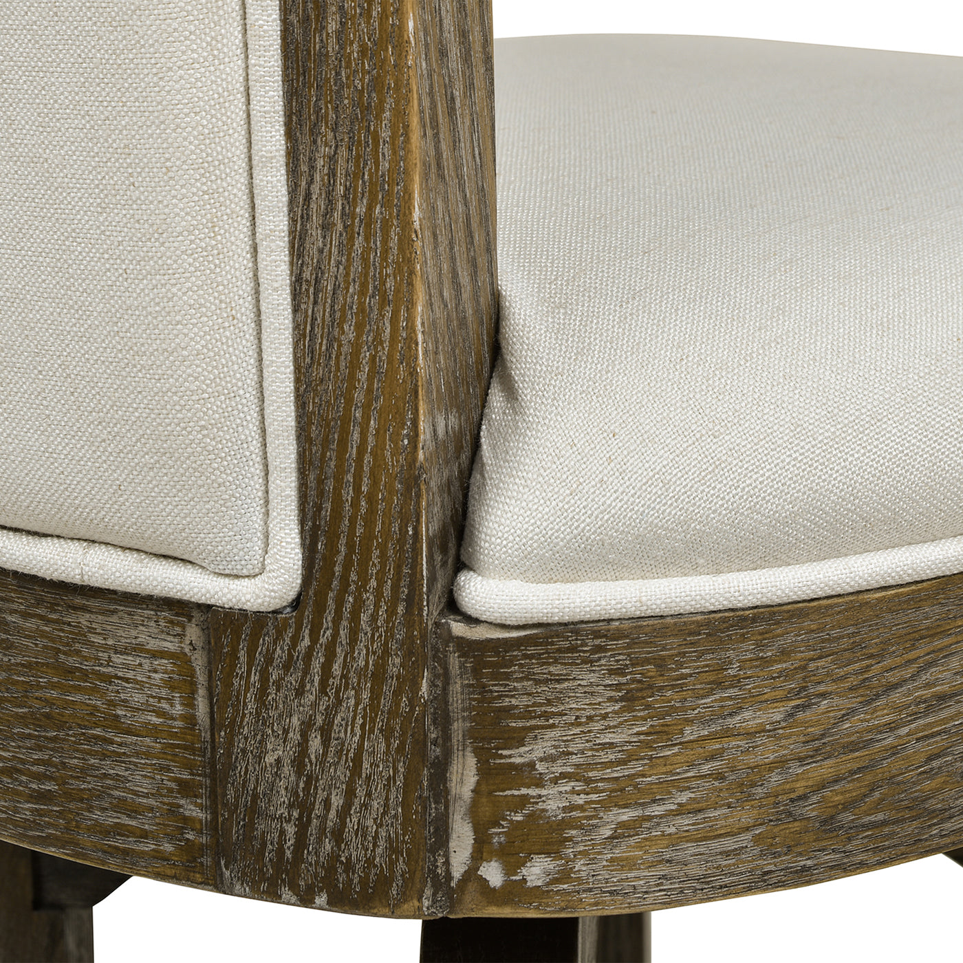 Henry 27" Armless Swivel Counter Height Bar Stool, Natural White Linen