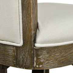 Henry 27" Armless Swivel Counter Height Bar Stool, Natural White Linen