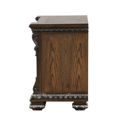 Ornate Molding Silver Brushed Nightstand 1pc USB Port Ball Bearing Glide French And English Dovetail Drawers Espresso Finish Bedroom Furniture