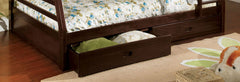Modern Transitional Bunk Bed Twin Over Full With Attached Ladder And Two Large Drawers For storage Made Of Solid Wood Dark Walnut