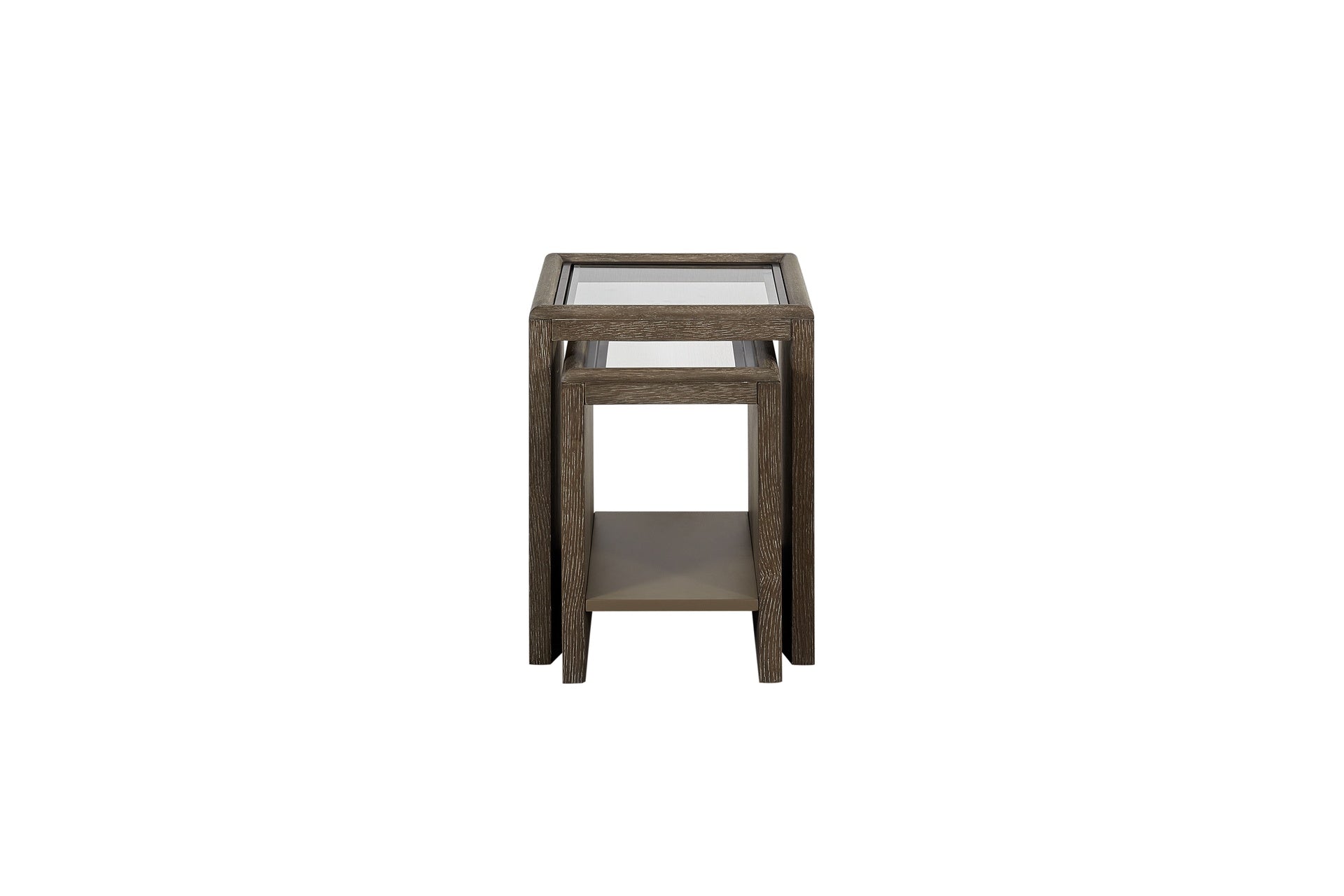 Nesting Tables with Glass Top Cocoa