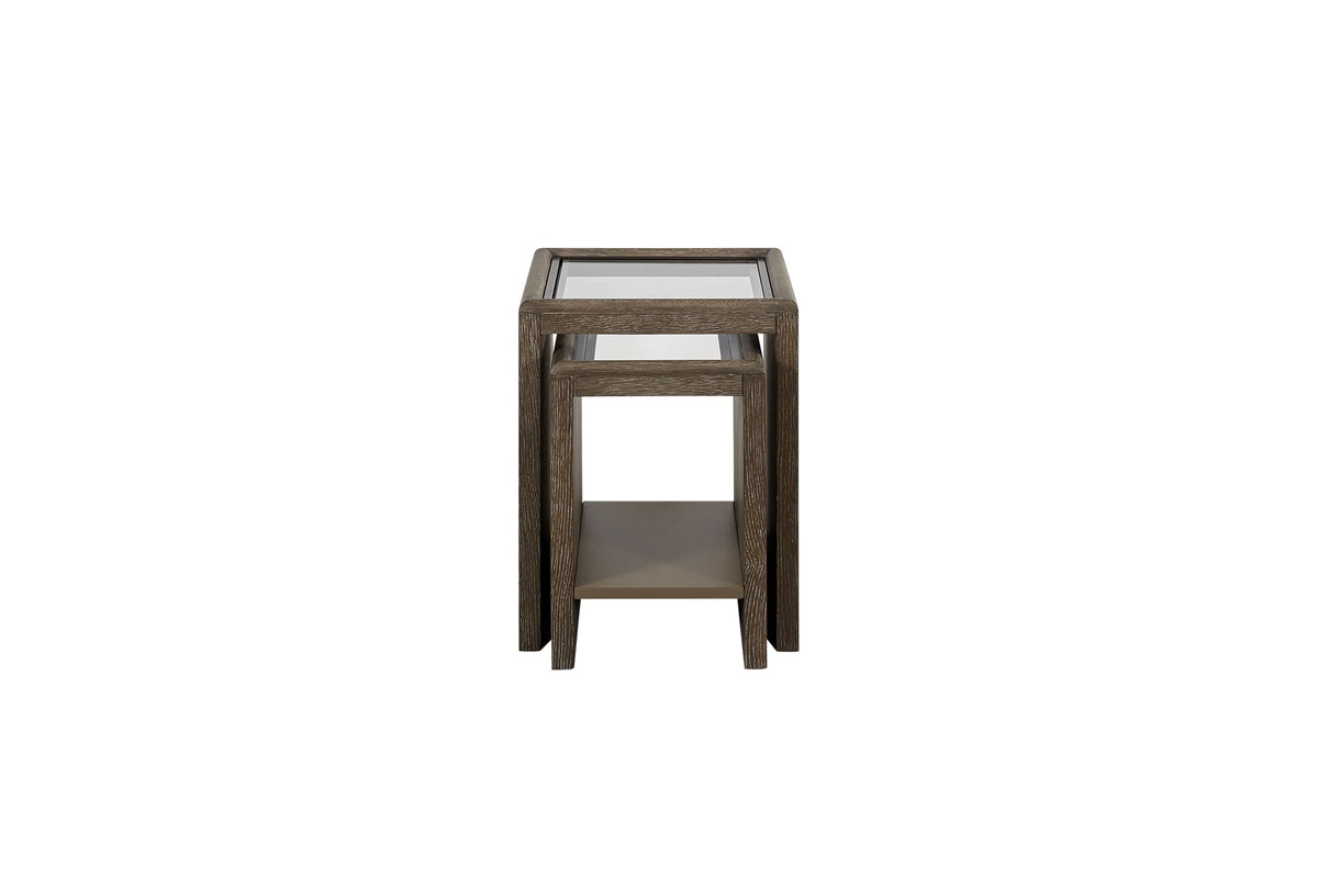 Nesting Tables with Glass Top Cocoa