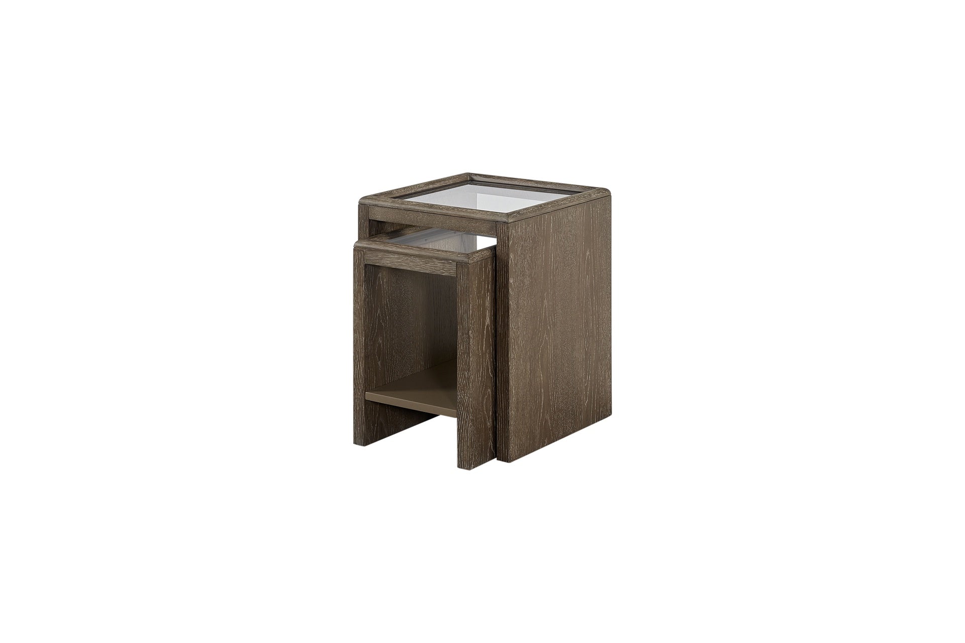 Nesting Tables with Glass Top Cocoa