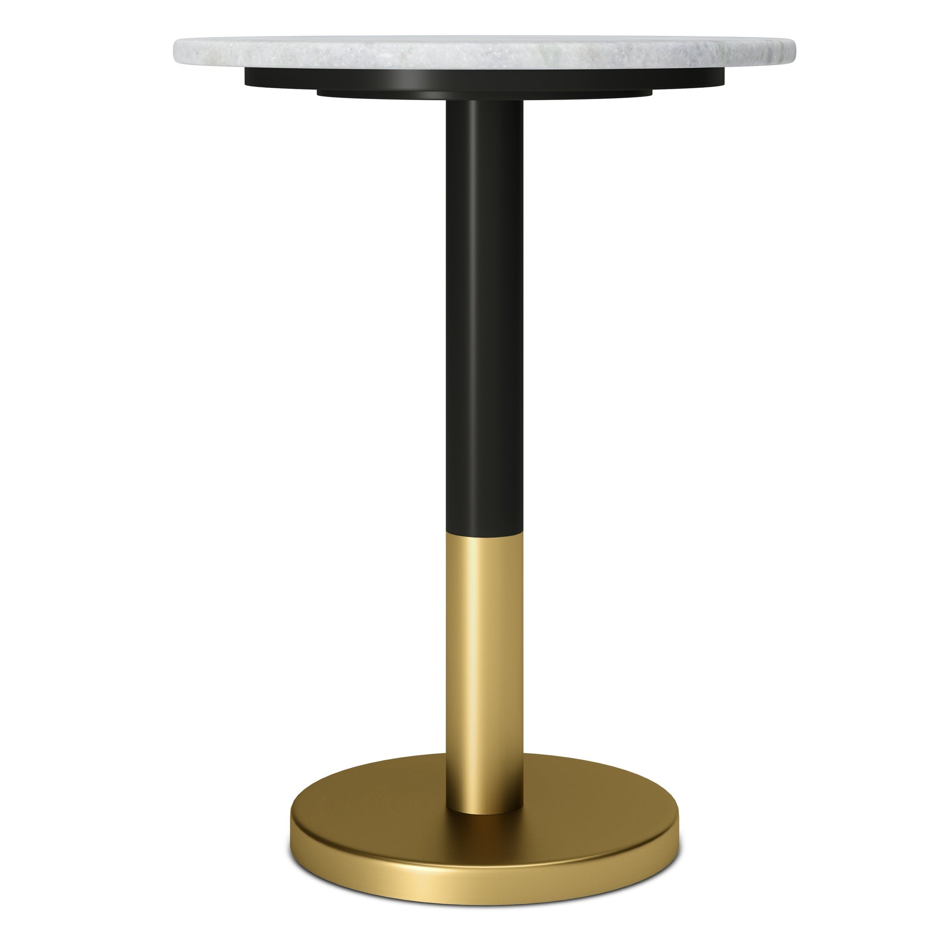 Evans Side Table in White Genuine Marble and Black/Gold Iron