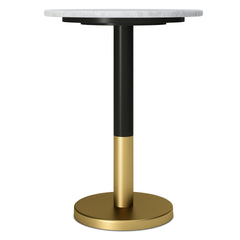Evans Side Table in White Genuine Marble and Black/Gold Iron