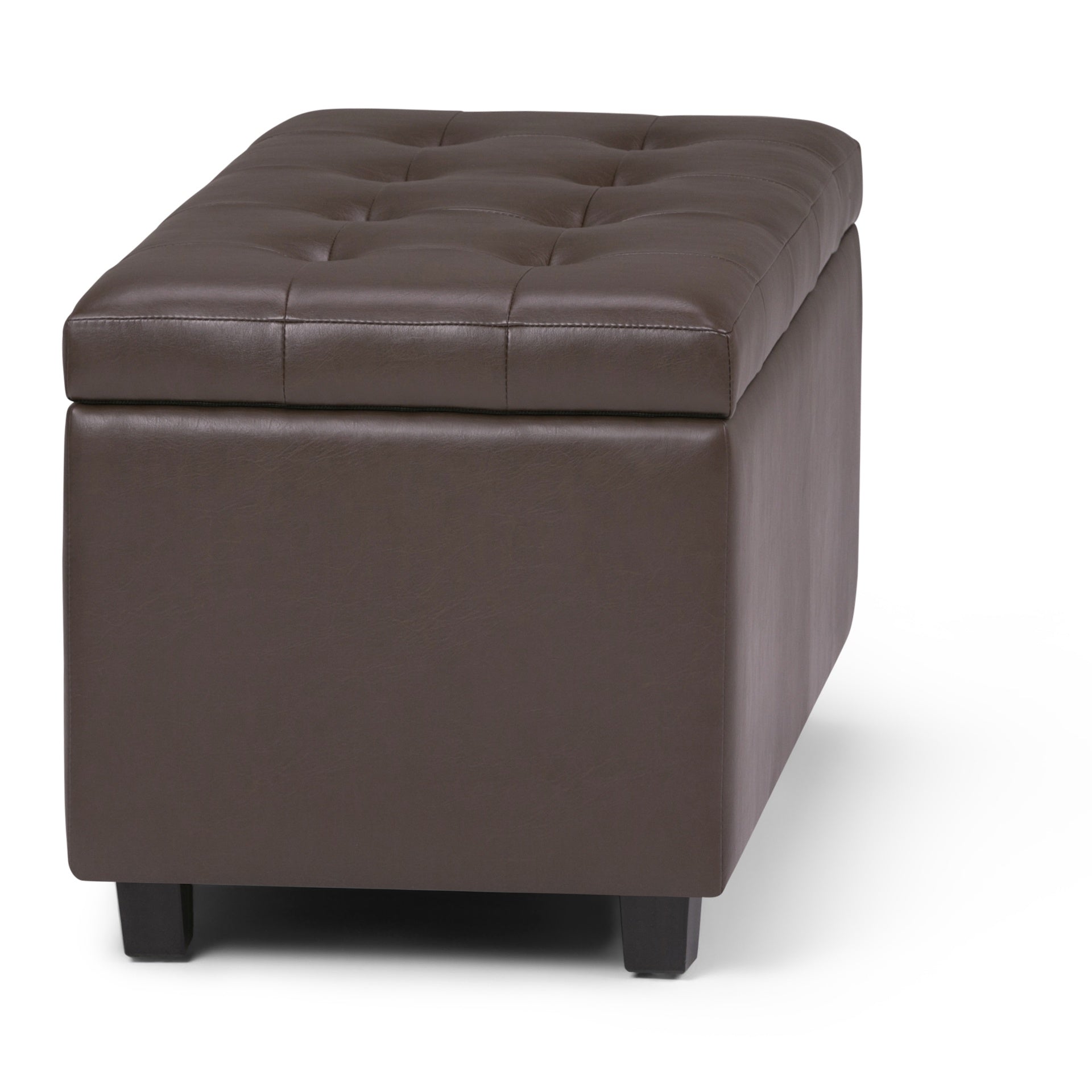 Cosmopolitan 34 inch Wide Storage Ottoman in Chocolate Brown Vegan Leather