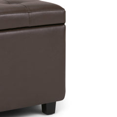 Cosmopolitan 34 inch Wide Storage Ottoman in Chocolate Brown Vegan Leather