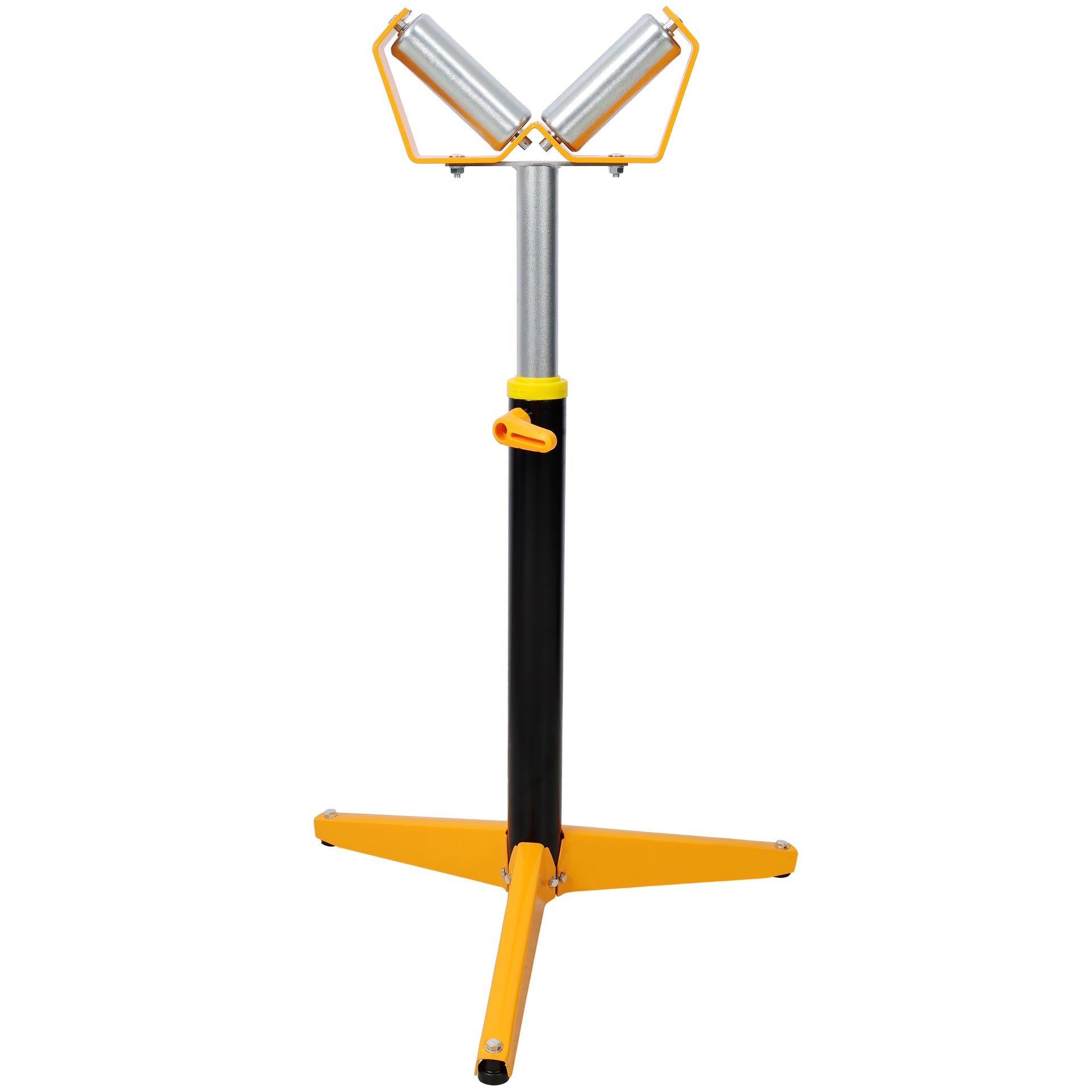V Shape Heavy Duty Roller Stand,Material Support Stand, Yellow & Black Color