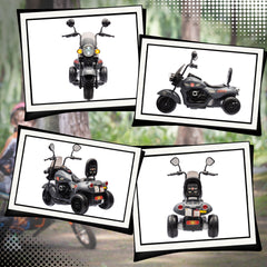 Qaba Electric Motorcycle for Kids, 3 Wheel 6V Battery Powered Chopper Motorbike, Ride on Motorcycle with Headlights, Music, Forward & Reverse for Boys and Girls Ages 3-6 Years, Gray