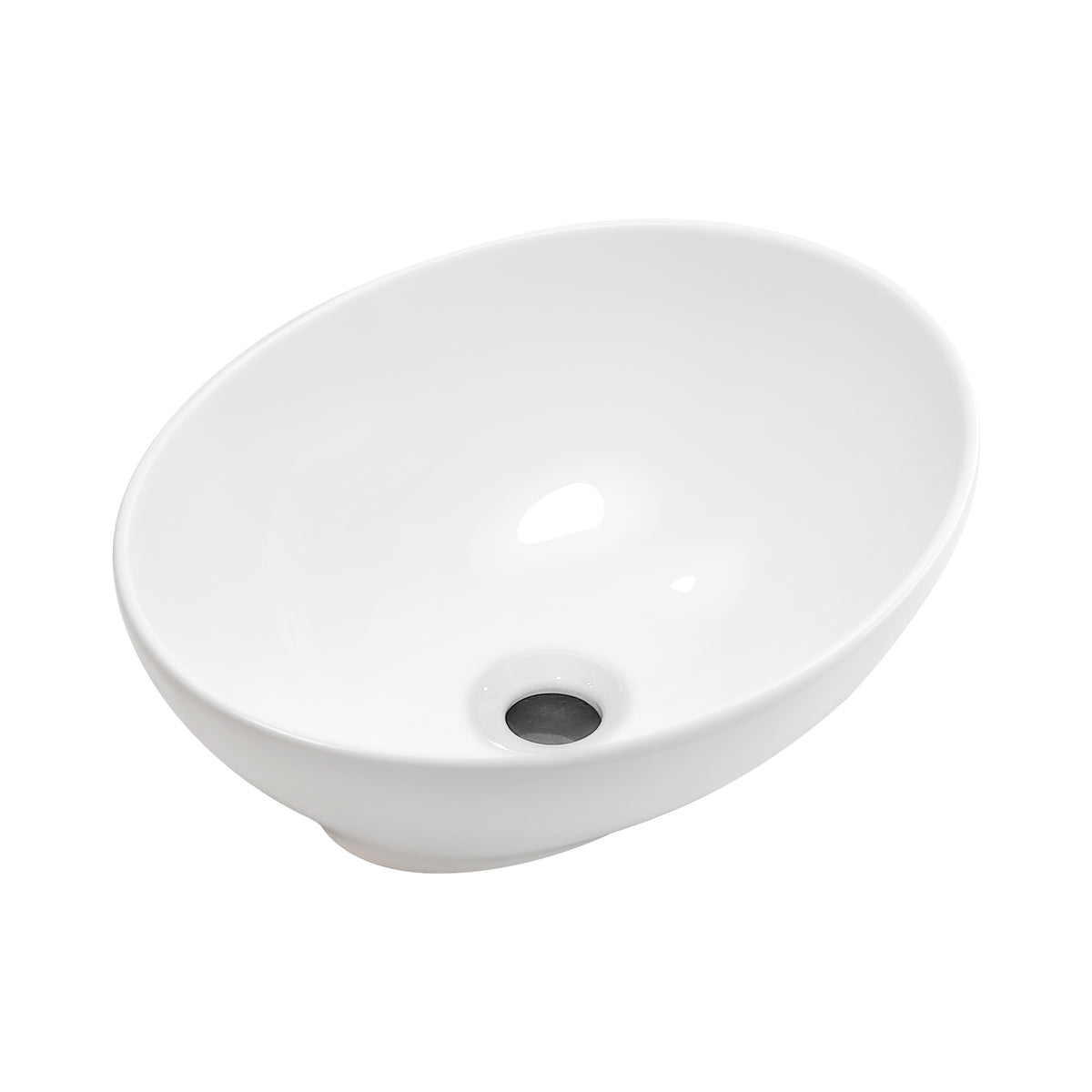 16" x 13" x 5.5" White Oval Ceramic Countertop Bathroom Vanity Vessel Sink