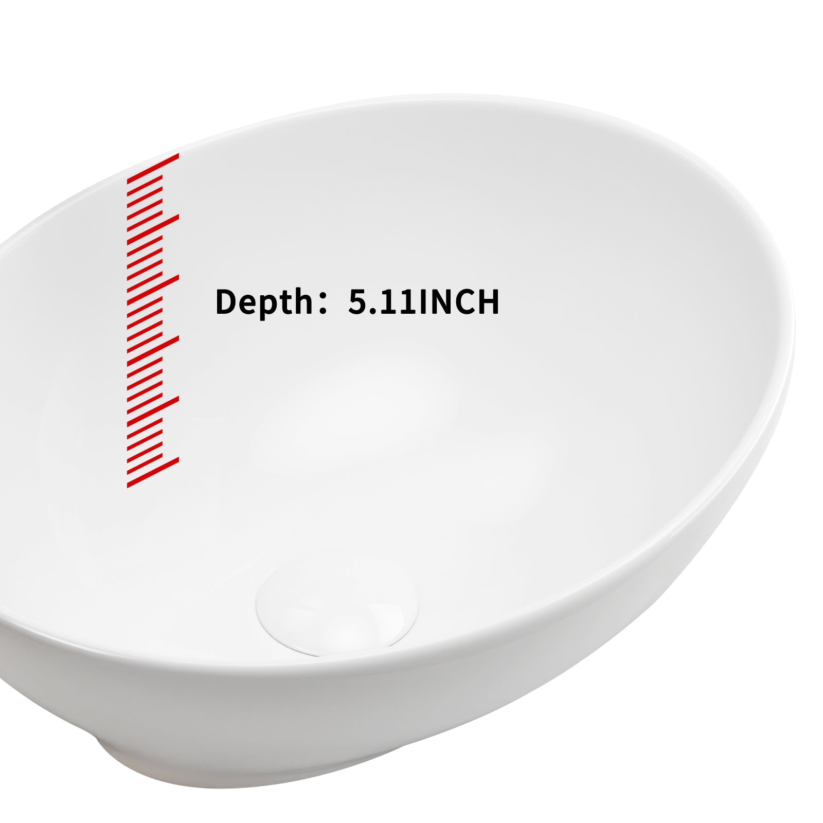16" x 13" x 5.5" White Oval Ceramic Countertop Bathroom Vanity Vessel Sink