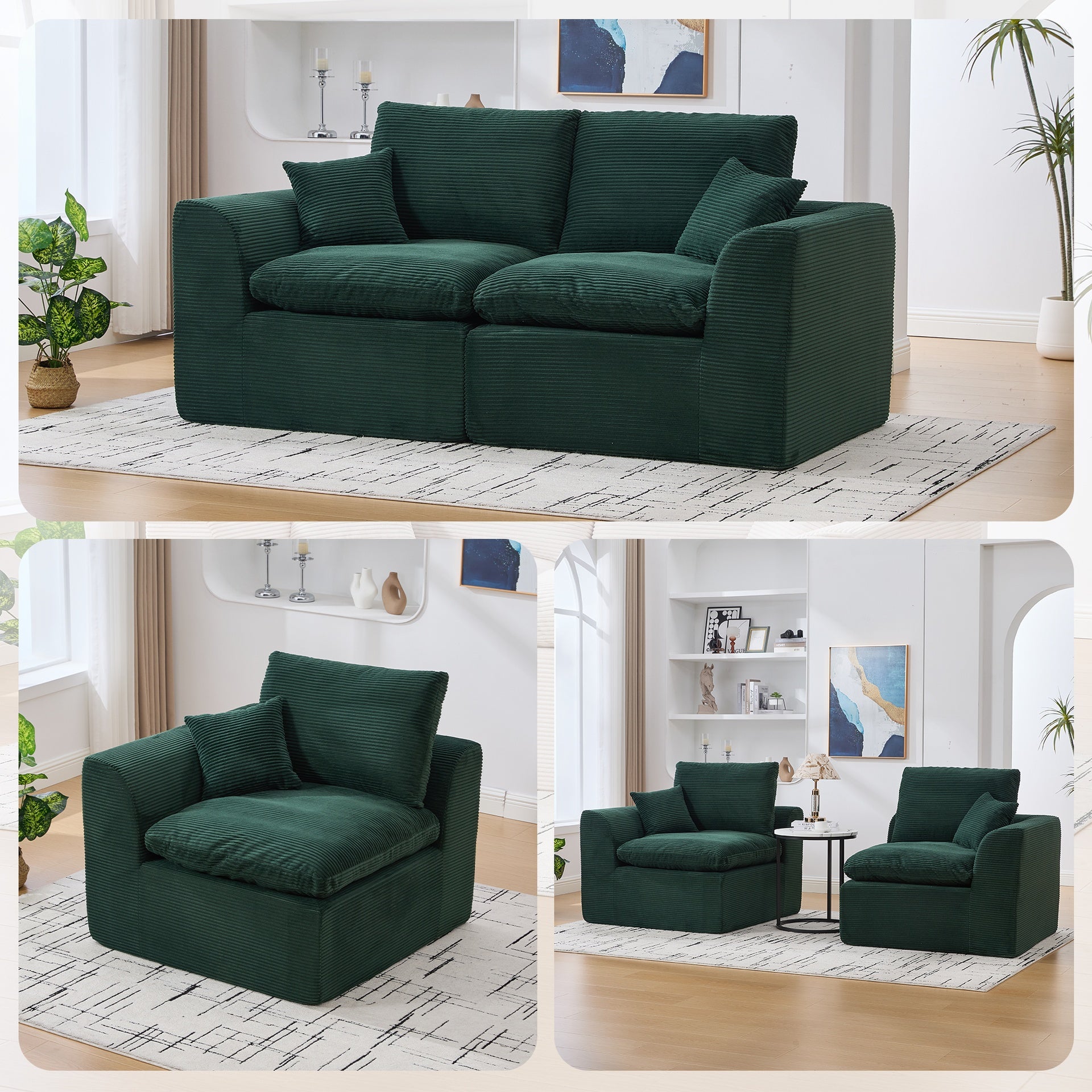 UNITED WE WIN Modular Sectional Sofa Cloud Couch,Comfy Cloud Modern Sofa,2 Seater with Cushion Covers Removable Furniture for Living Room Bedroom Apartments Dorms,No Assembly Required