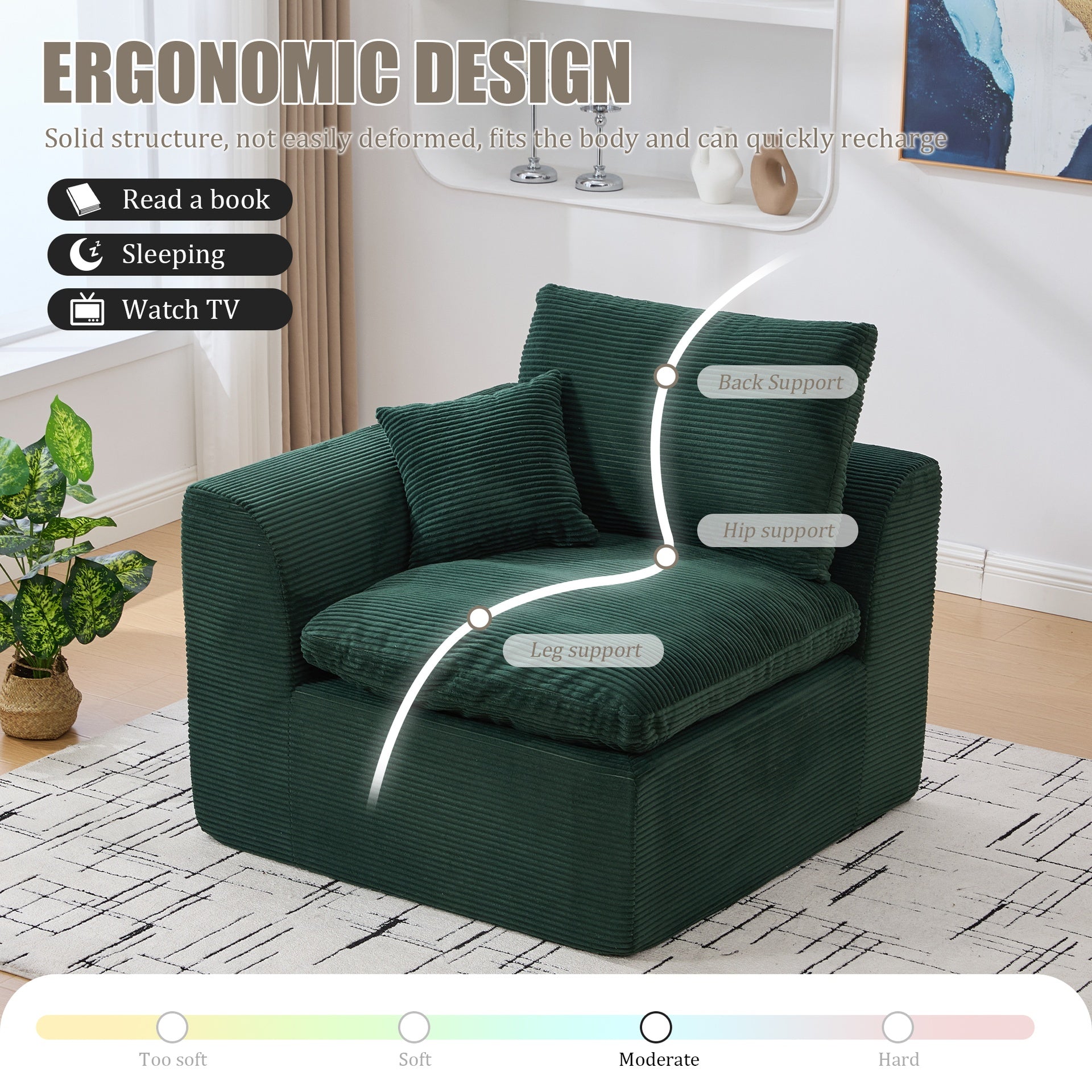 UNITED WE WIN Modular Sectional Sofa Cloud Couch,Comfy Cloud Modern Sofa,2 Seater with Cushion Covers Removable Furniture for Living Room Bedroom Apartments Dorms,No Assembly Required