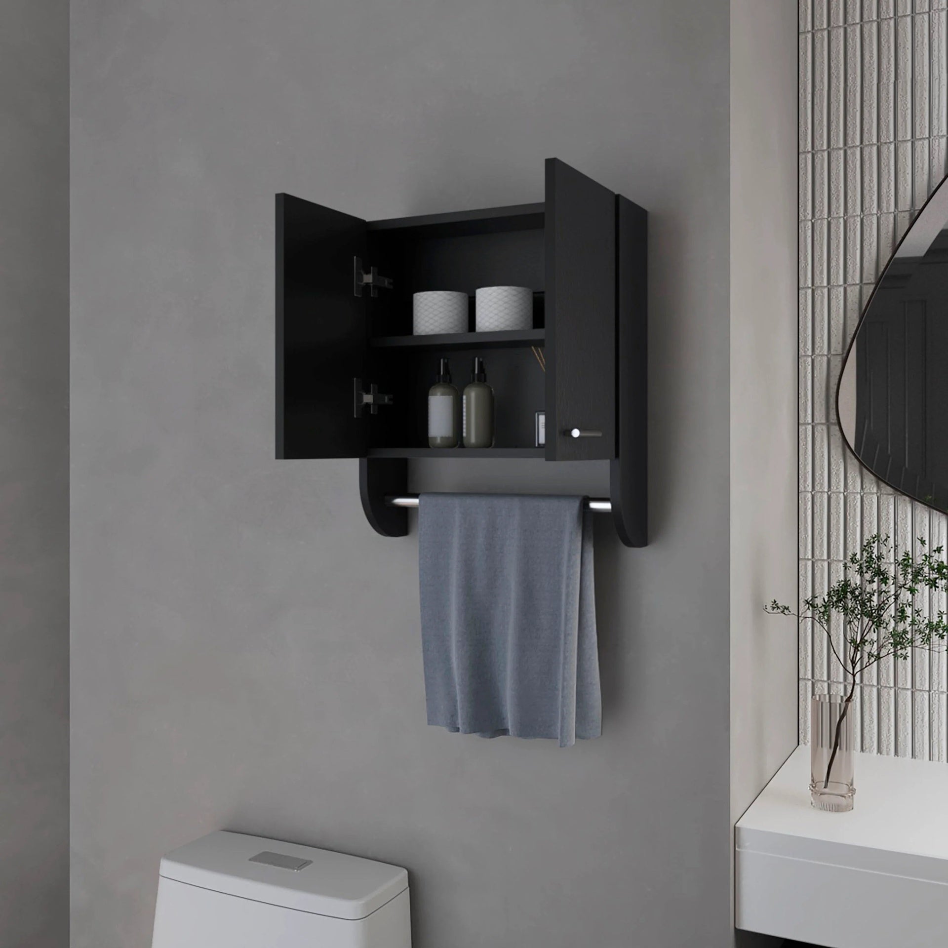 Wenge Medicine Cabinet with Towel Bar