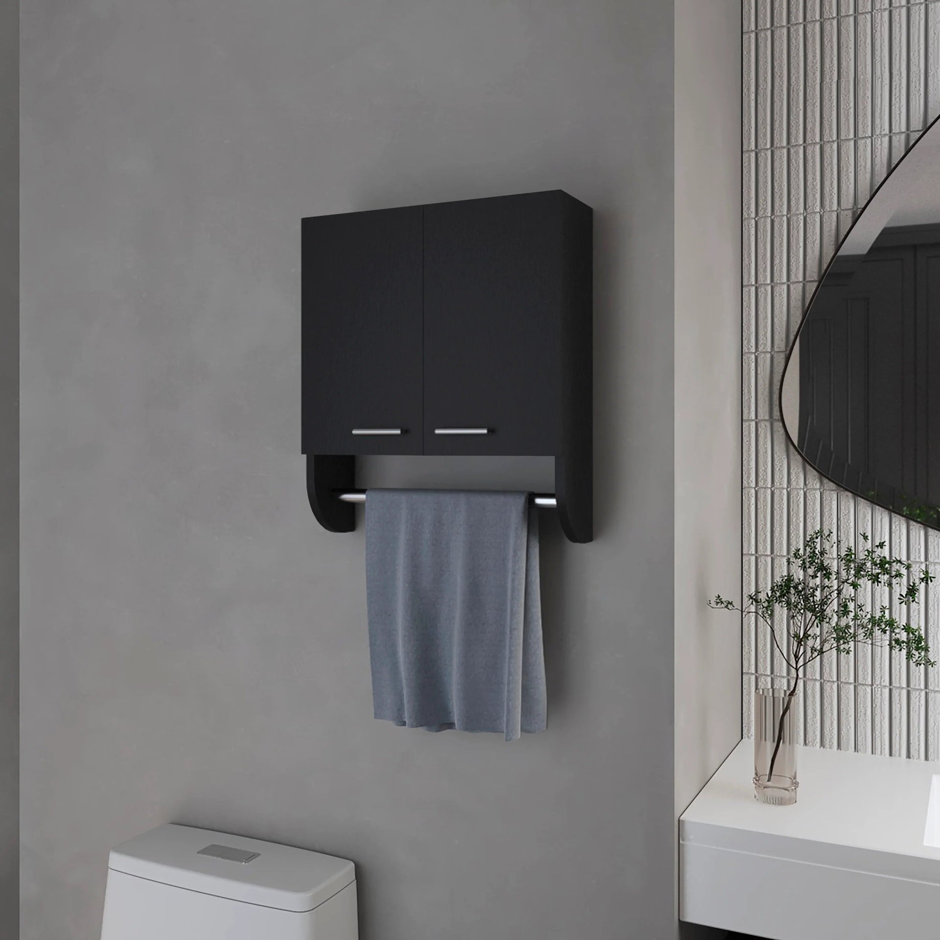 Wenge Medicine Cabinet with Towel Bar