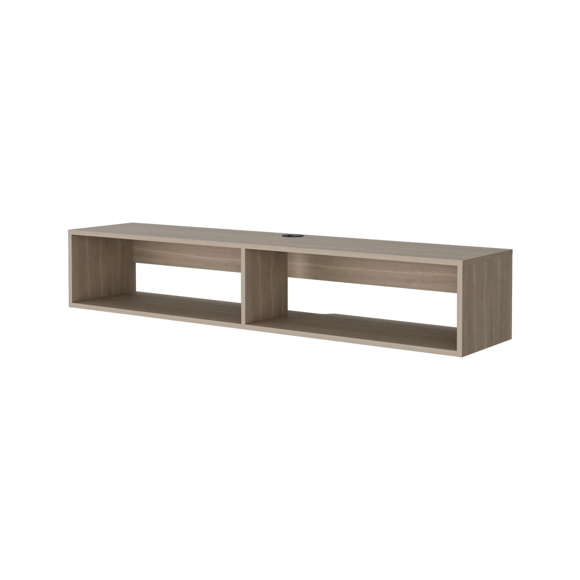 White Oak 2-Shelf Central Floating Media Rack