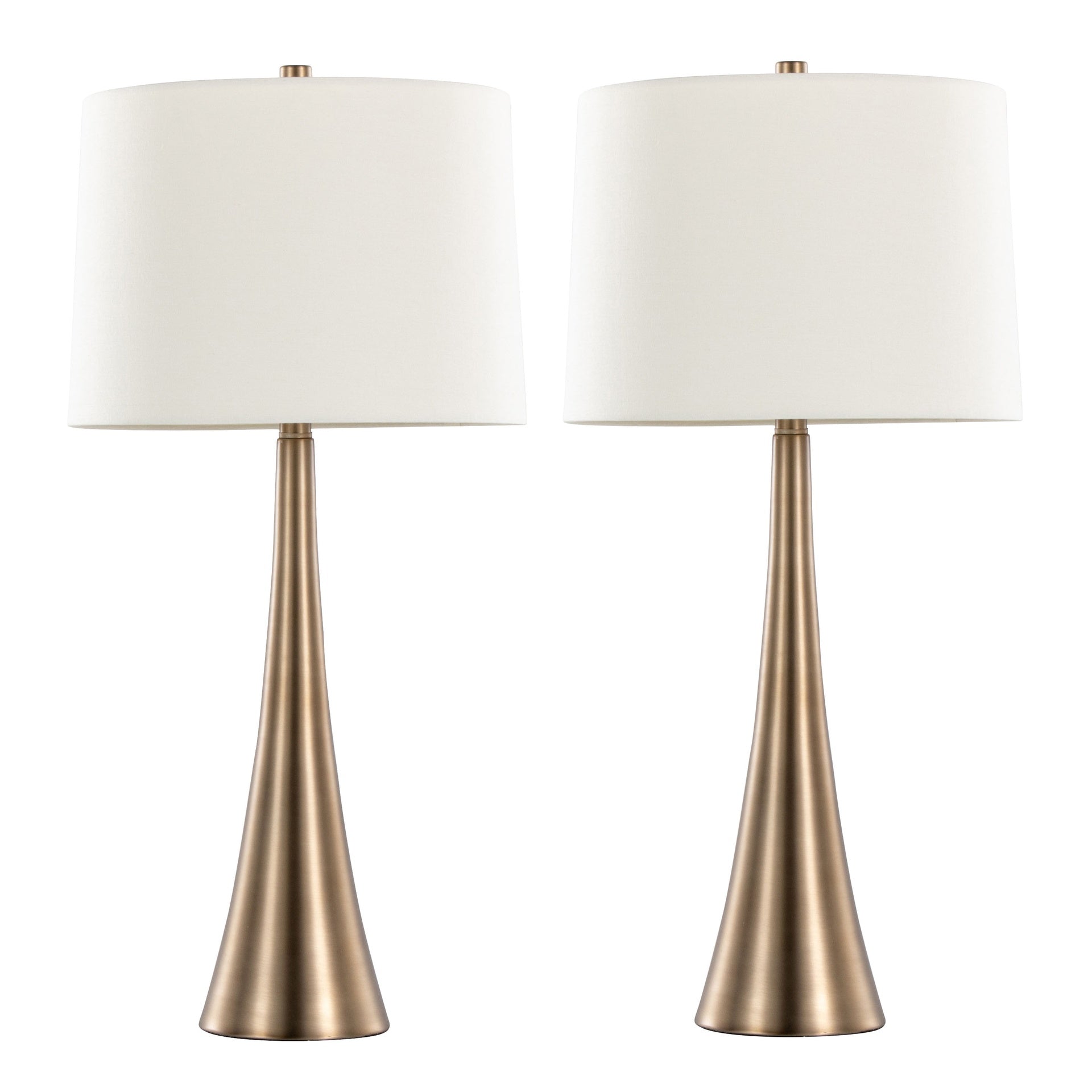 Diana 29" Contemporary Metal Table Lamp in Matte Golden Bronze with White Linen Shade from Grandview Gallery by LumiSource - Set of 2