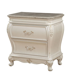 Pearl White 2-Drawer Nightstand with Queen Anne Legs