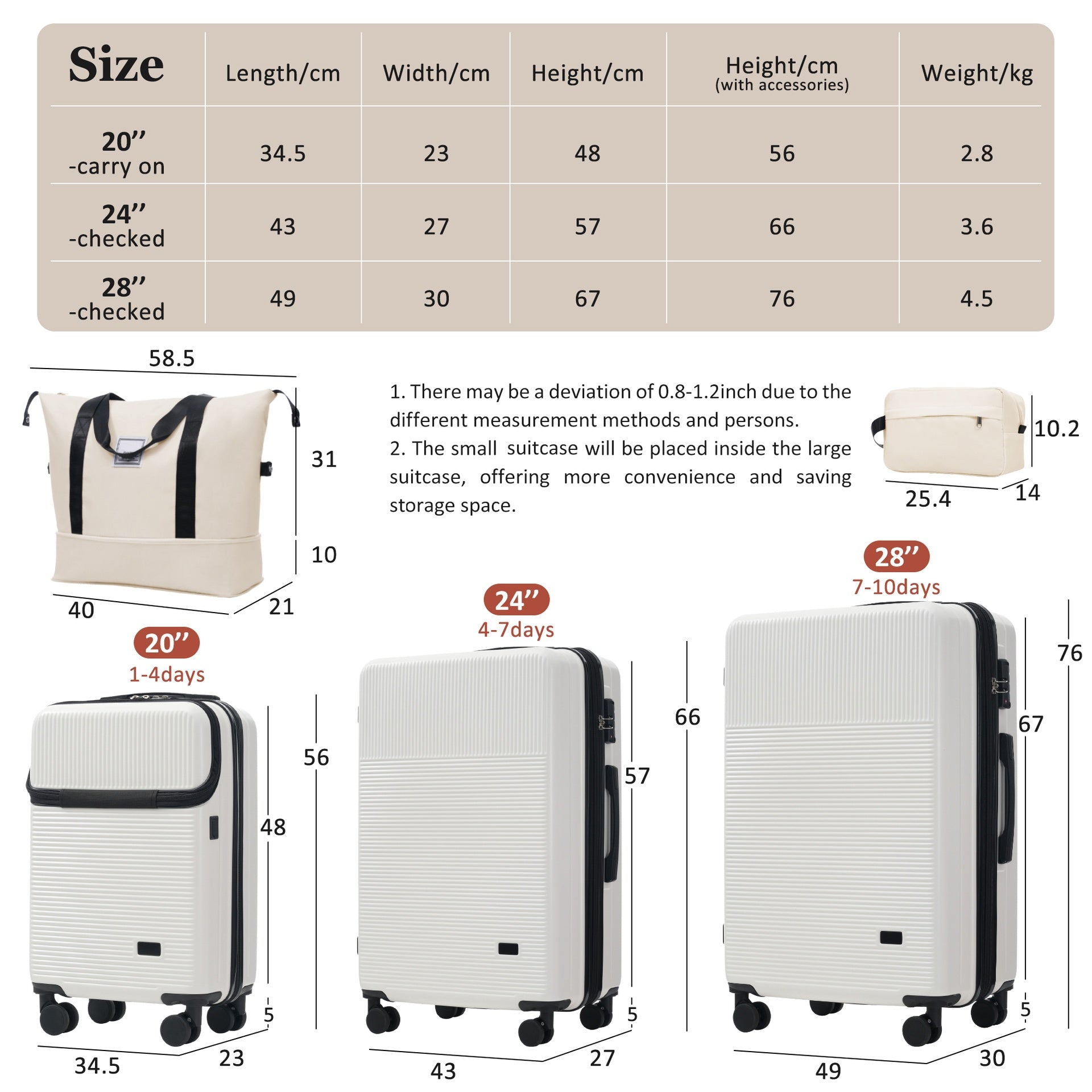 Luggage Sets 5 Piece with Half-opening, Hardside Carry On Suitcase Set with Double Spinner Wheel, Lightweight Travel Luggage with USB Port,TSA Locks