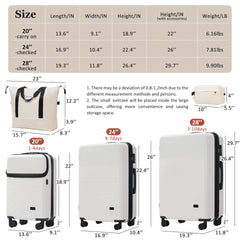 Luggage Sets 5 Piece with Half-opening, Hardside Carry On Suitcase Set with Double Spinner Wheel, Lightweight Travel Luggage with USB Port,TSA Locks