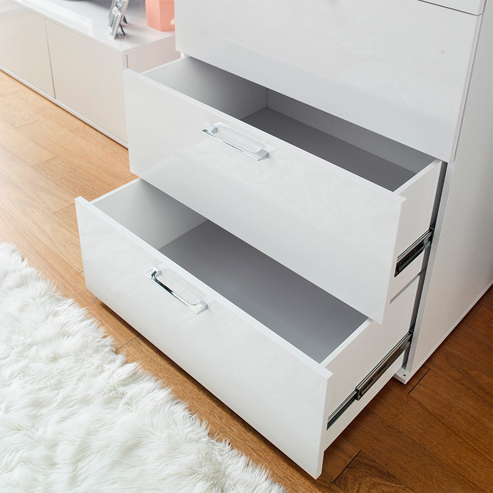 Bliss Glossy Four-Drawer Jumbo Chest in White