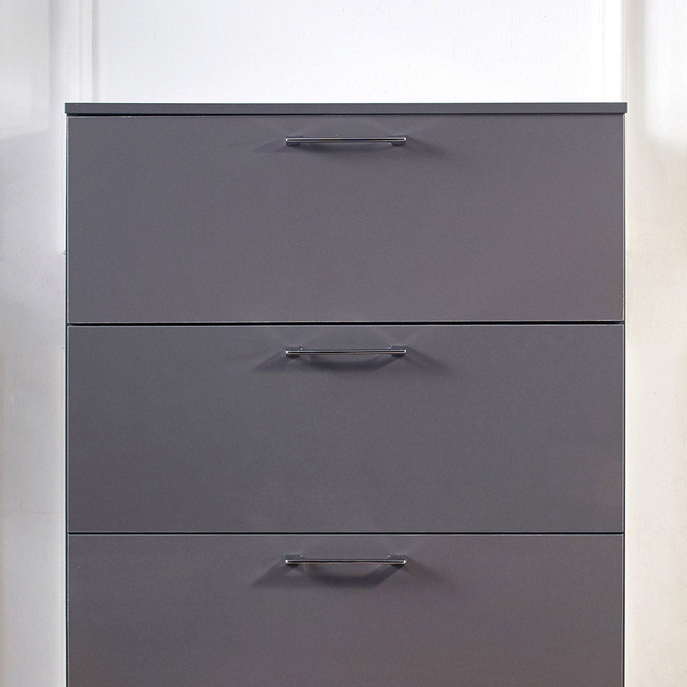 Bliss Glossy Four-Drawer Jumbo Chest in Dark Gray