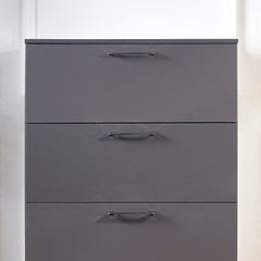 Bliss Glossy Four-Drawer Jumbo Chest in Dark Gray