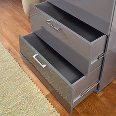 Bliss Glossy Four-Drawer Jumbo Chest in Dark Gray