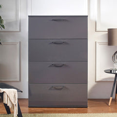 Bliss Glossy Four-Drawer Jumbo Chest in Dark Gray