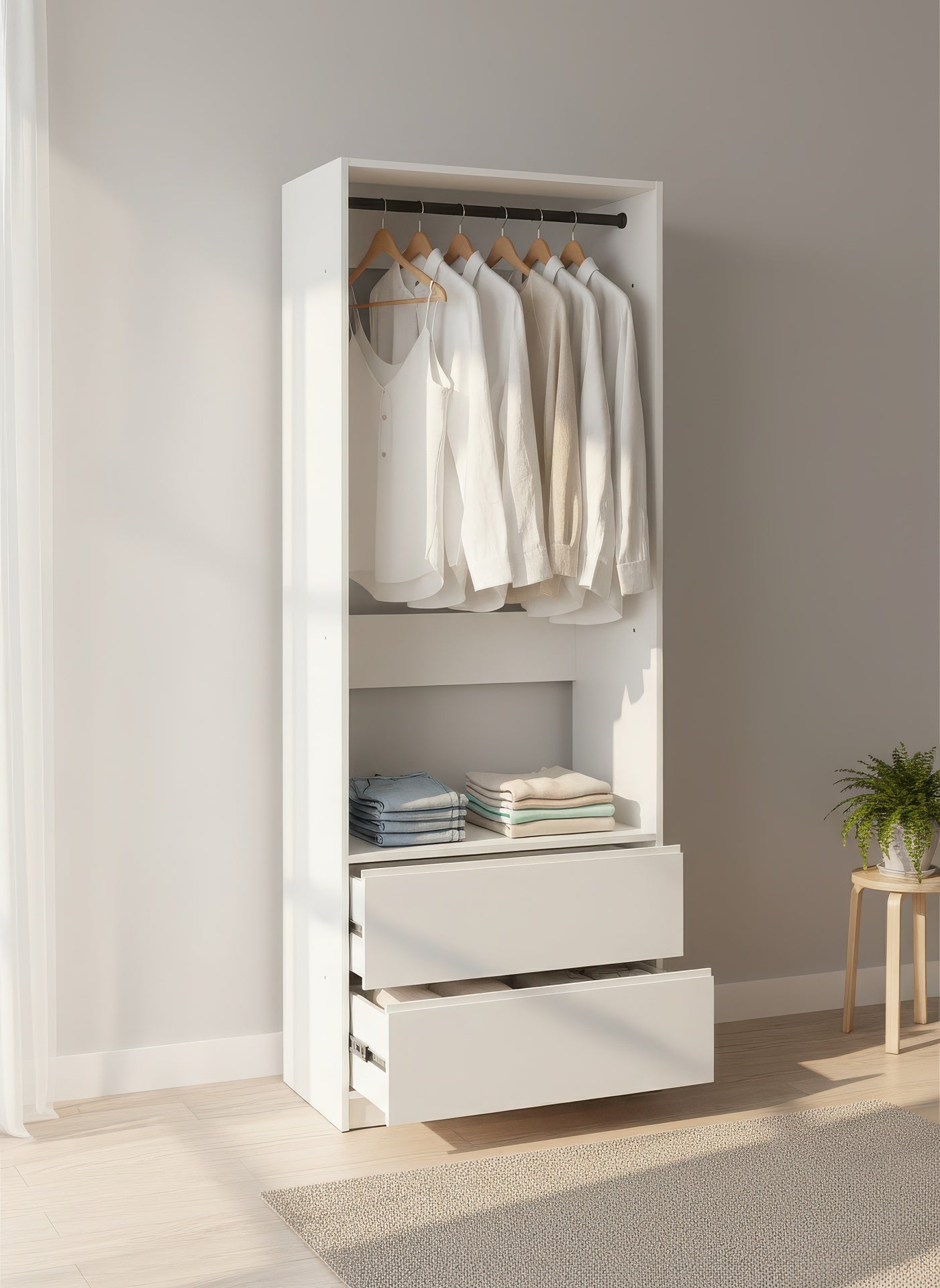 Prosper 32 inch White Wood Walk-in Closet with Two Drawers