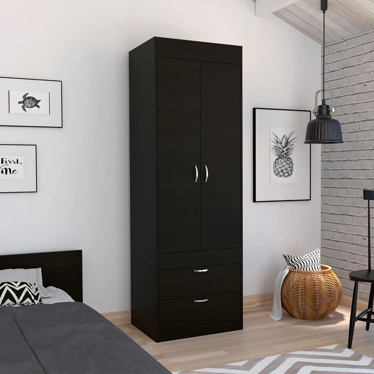 Wenge 2-Drawer Armoire