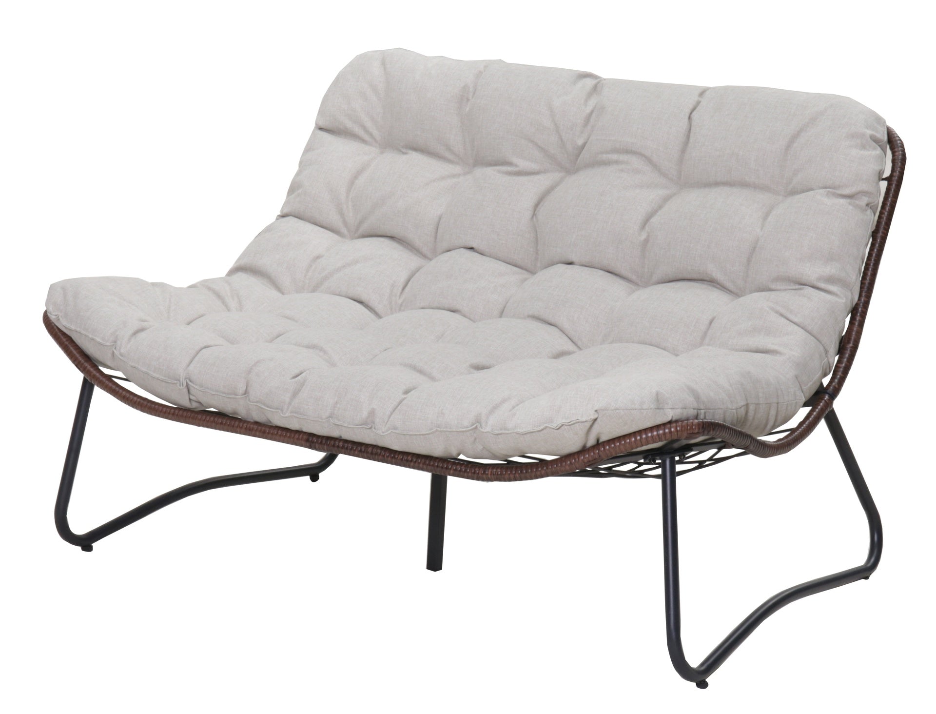 Patio Loveseat Sofa, Outdoor Wicker Loveseat with Luxury Thick Cushion, All-Weather Patio Furniture Set, Outdoor Glider Bench for Garden Balcony Backyard