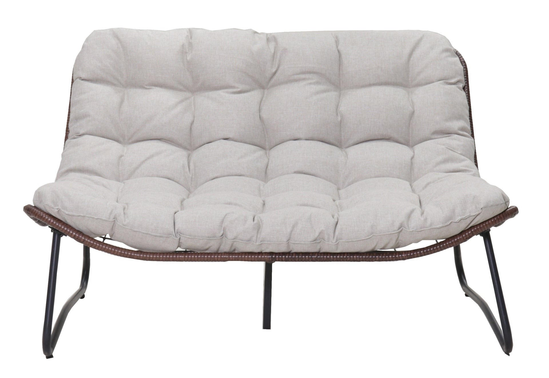 Patio Loveseat Sofa, Outdoor Wicker Loveseat with Luxury Thick Cushion, All-Weather Patio Furniture Set, Outdoor Glider Bench for Garden Balcony Backyard