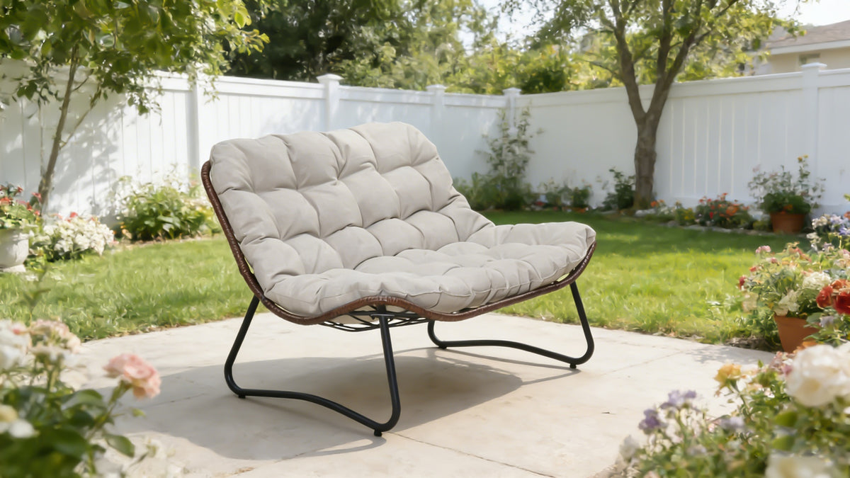 Patio Loveseat Sofa, Outdoor Wicker Loveseat with Luxury Thick Cushion, All-Weather Patio Furniture Set, Outdoor Glider Bench for Garden Balcony Backyard