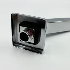 Square Shower Arm with Flange, 1/2 NPT Tapered Threads, Rain Shower Head Arm, Wall Mount Shower Extension Arm