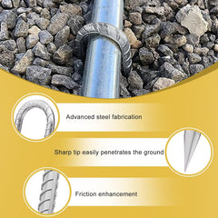 J-Shaped 0.4 in. x 12 in. Silver Steel Rebar Pins (16 Pack) - Heavy Duty Landscaping Anchors for Fabric Edging & Securing