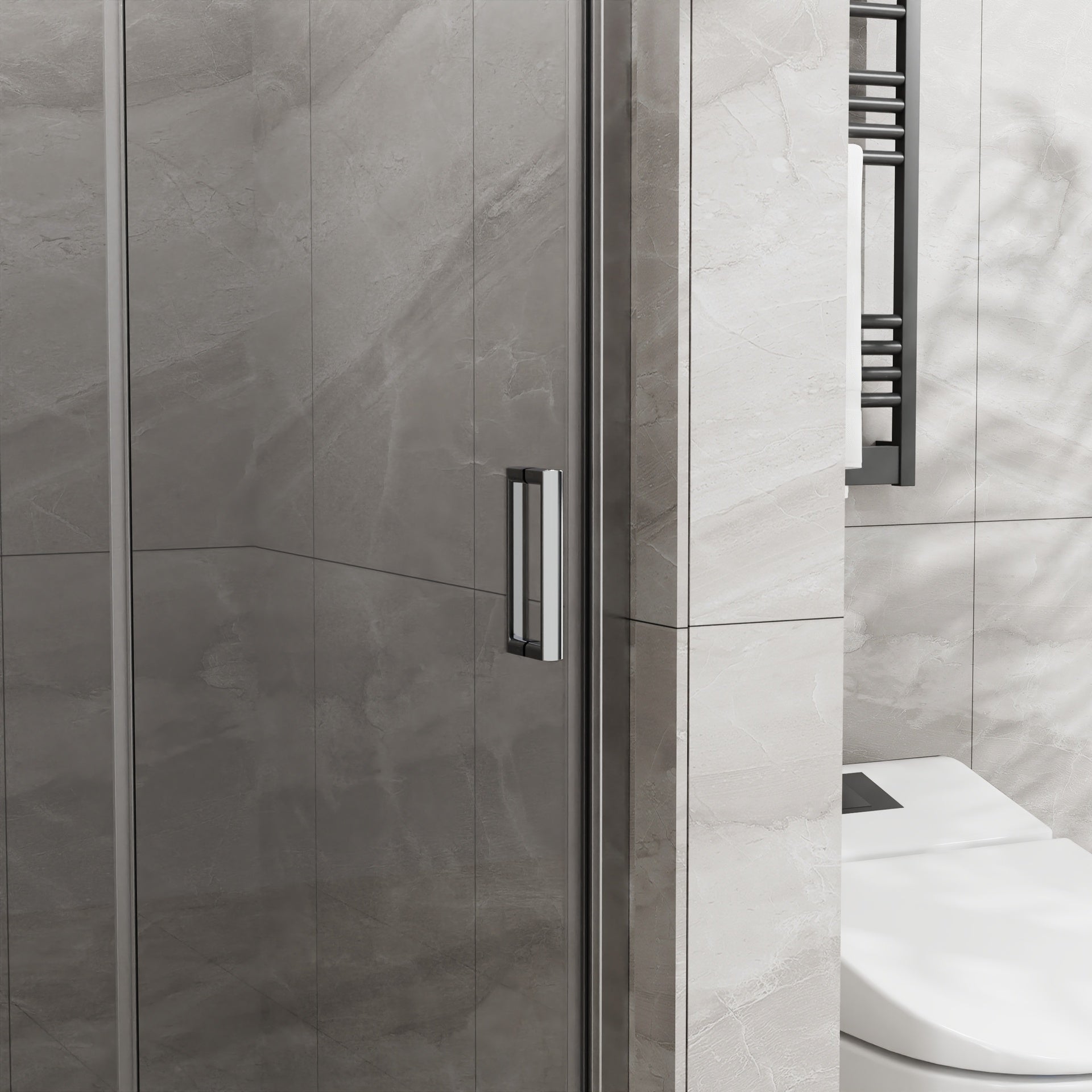 Goodyo 34"x 72" Bifold Frameless Glass Shower Door 1/4 inch Tempered Clear Glass Pivot Swing Shower Panel in Chrome Finish, Foldable