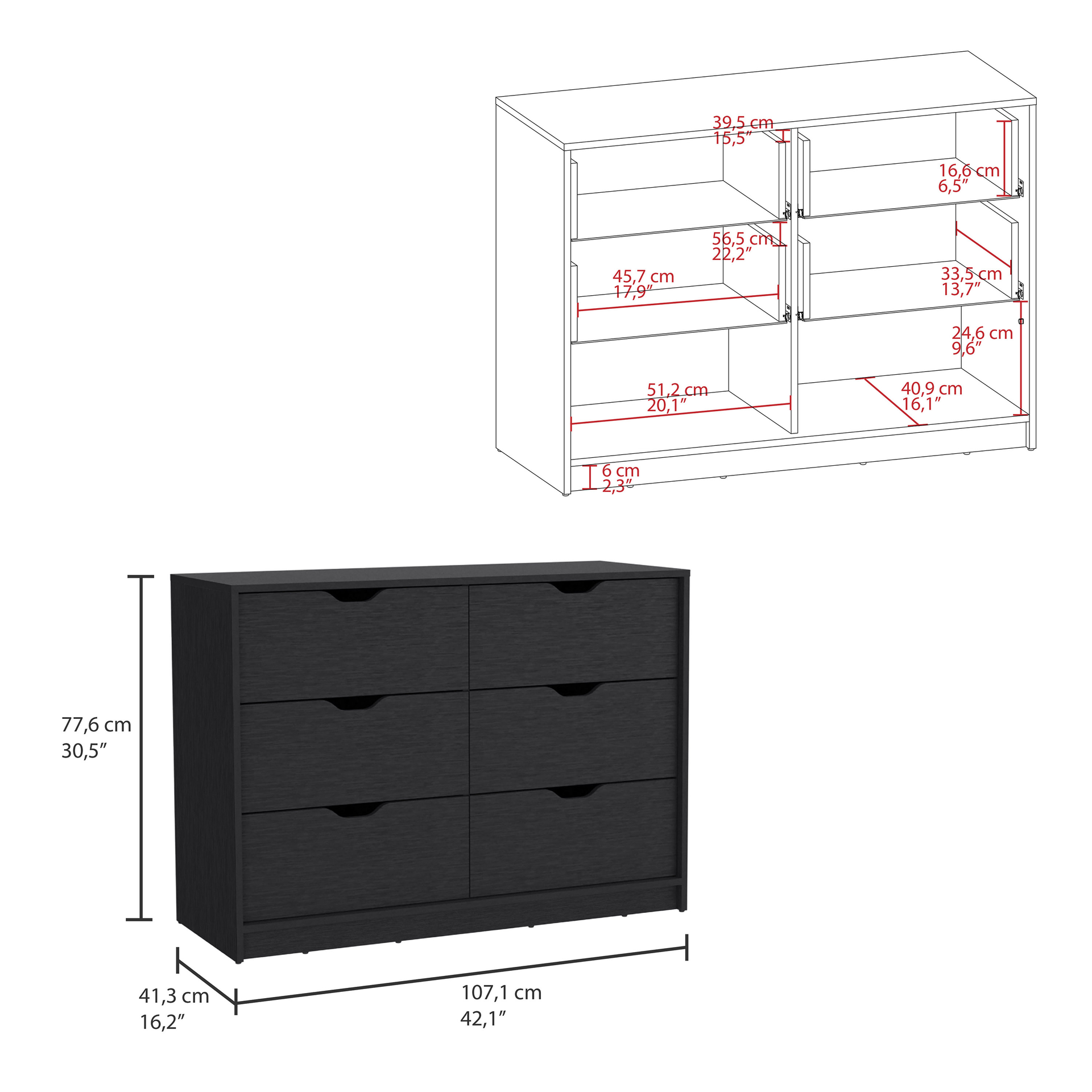 Stockley 3 Piece Bedroom Set, Nightstand + Dresser + Dresser, Black