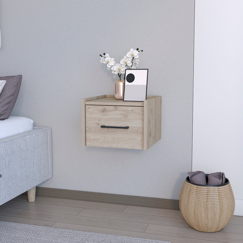 Floating Nightstand Calion, Bedroom, Light Gray