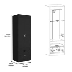 Armoire Tarento, Two Drawers, Black Wengue Finish