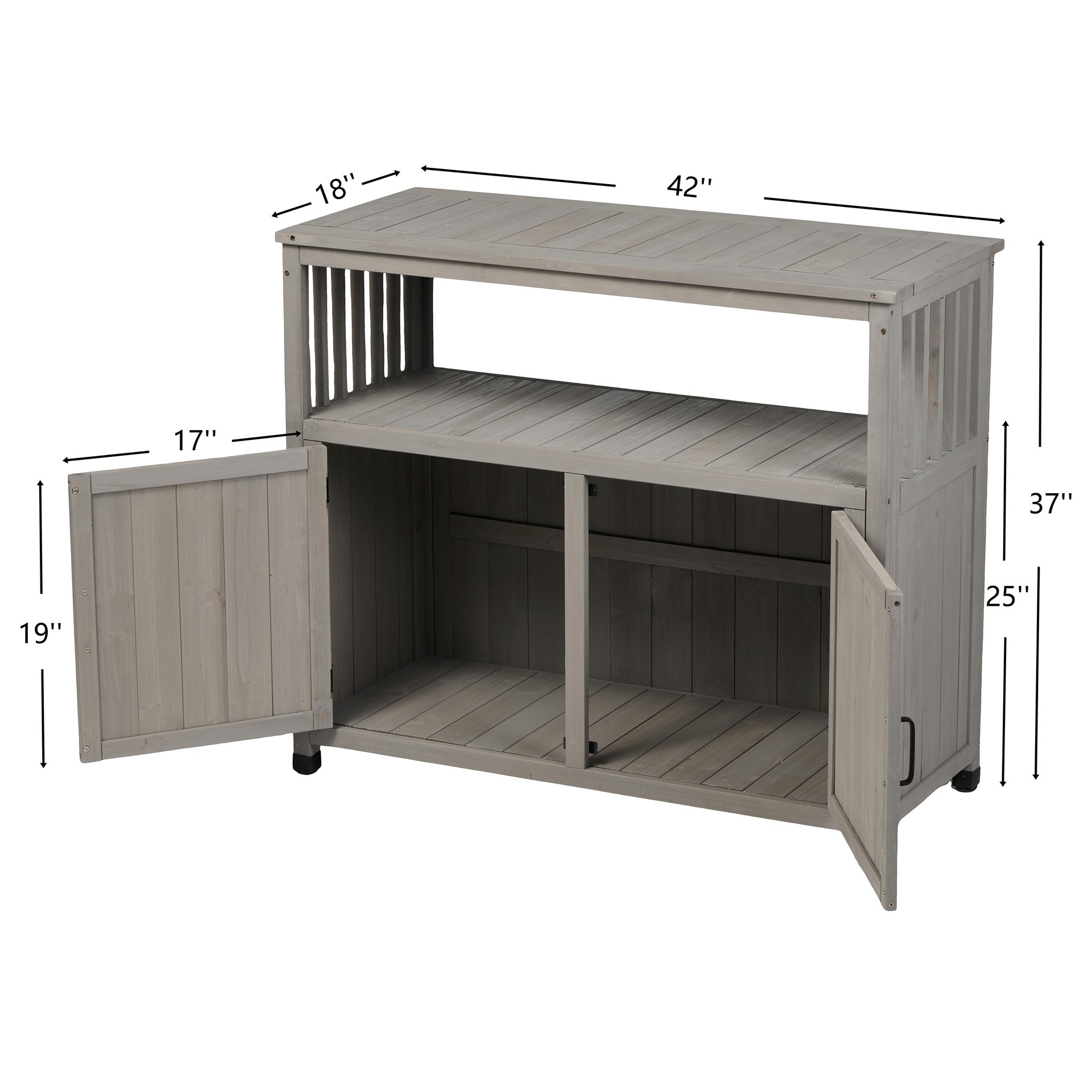 Wooden Patio Bar Table Set with Storage, Buffet Cabinet Sideboard for Outdoor and Indoor