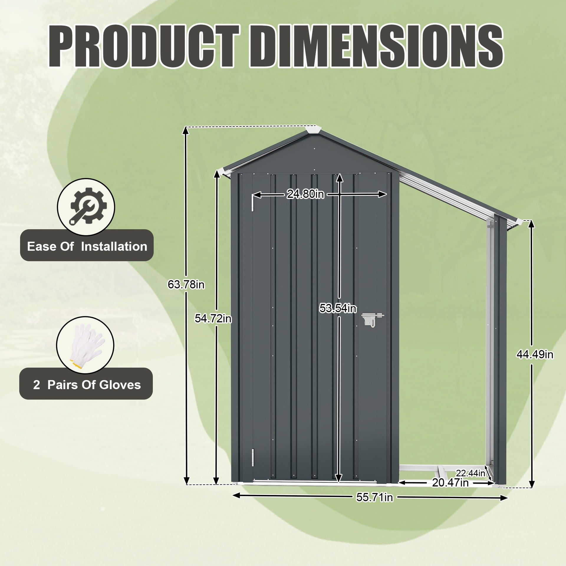 Campcraft High quality galvanized iron sheet,waterproof design, reasonable internal space planning,equipped with a solid lock system,easy to assemble and move,Small Metal Compact Garden shed