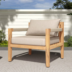 Acacia Wood & Beige Rope Outdoor Leisure Chair – Spacious, Comfortable & Versatile for Any Patio