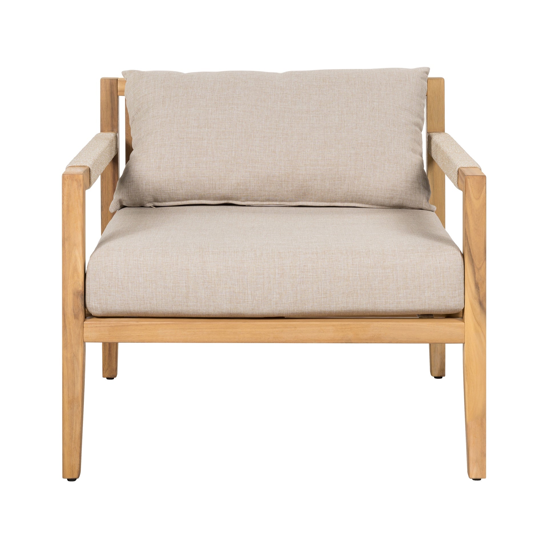 Acacia Wood & Beige Rope Outdoor Leisure Chair – Spacious, Comfortable & Versatile for Any Patio