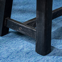 Outdoor Acacia Wood Bench, Sandblast Gray Finish and Black