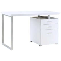 White 3-drawer Reversible Office Desk