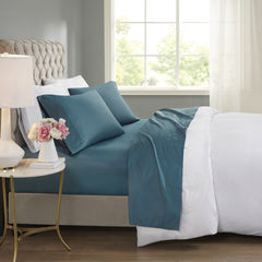 4-Piece King Cooling Cotton Blend Sheet Set, Teal