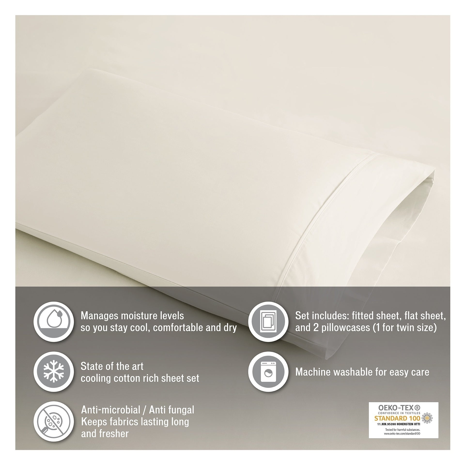 4-Piece King Cooling Cotton Blend Sheet Set, Teal