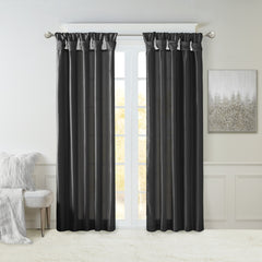 Twist Tab Lined Window Curtain Panel Black 50x120"
